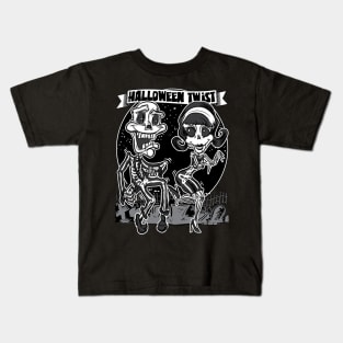 Skeletons dancing in the cemetery doing the Halloween Twist Kids T-Shirt